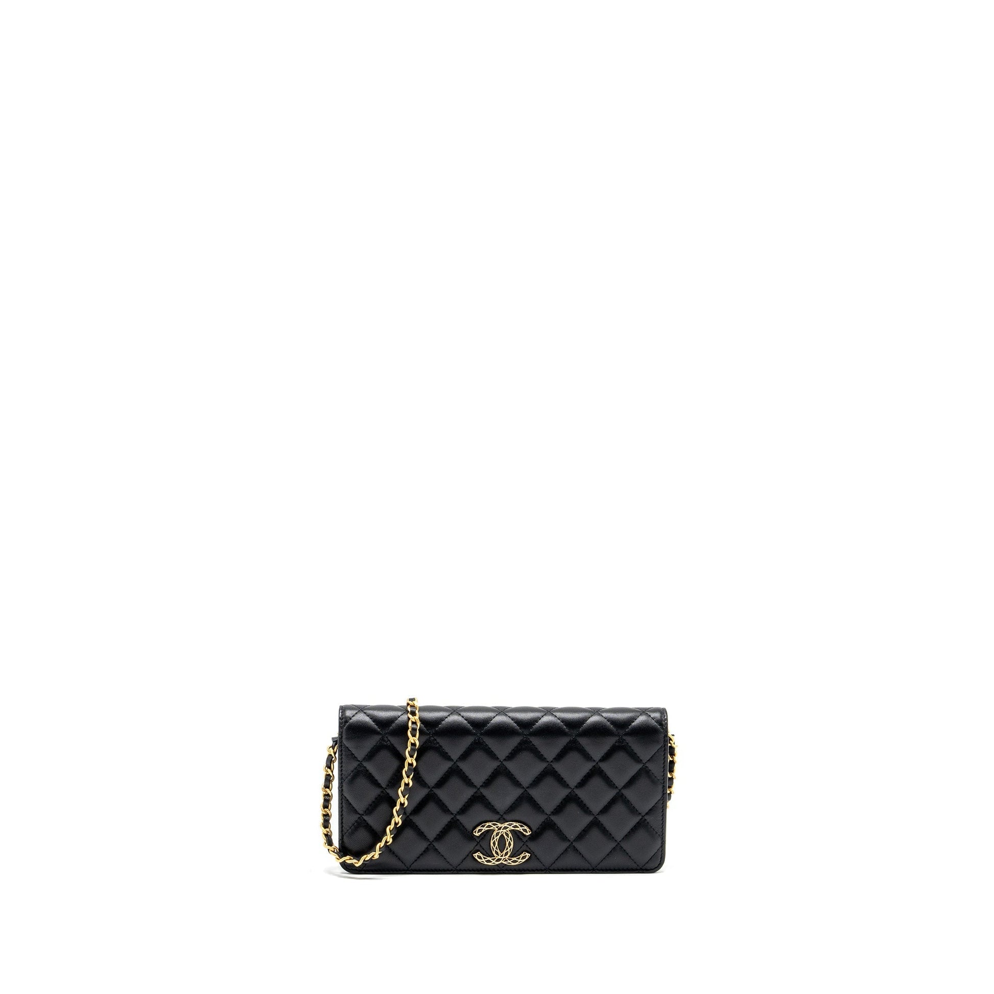 Chanel 23A lambskin GHW microchip Black Clutch Bag