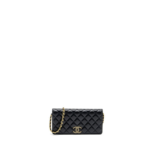 Chanel 23A lambskin GHW microchip Black Clutch Bag