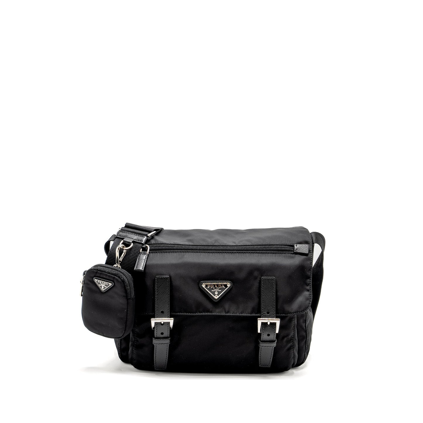 Prada Messenger Purse Re Handbag Nylon Black Travel Bag