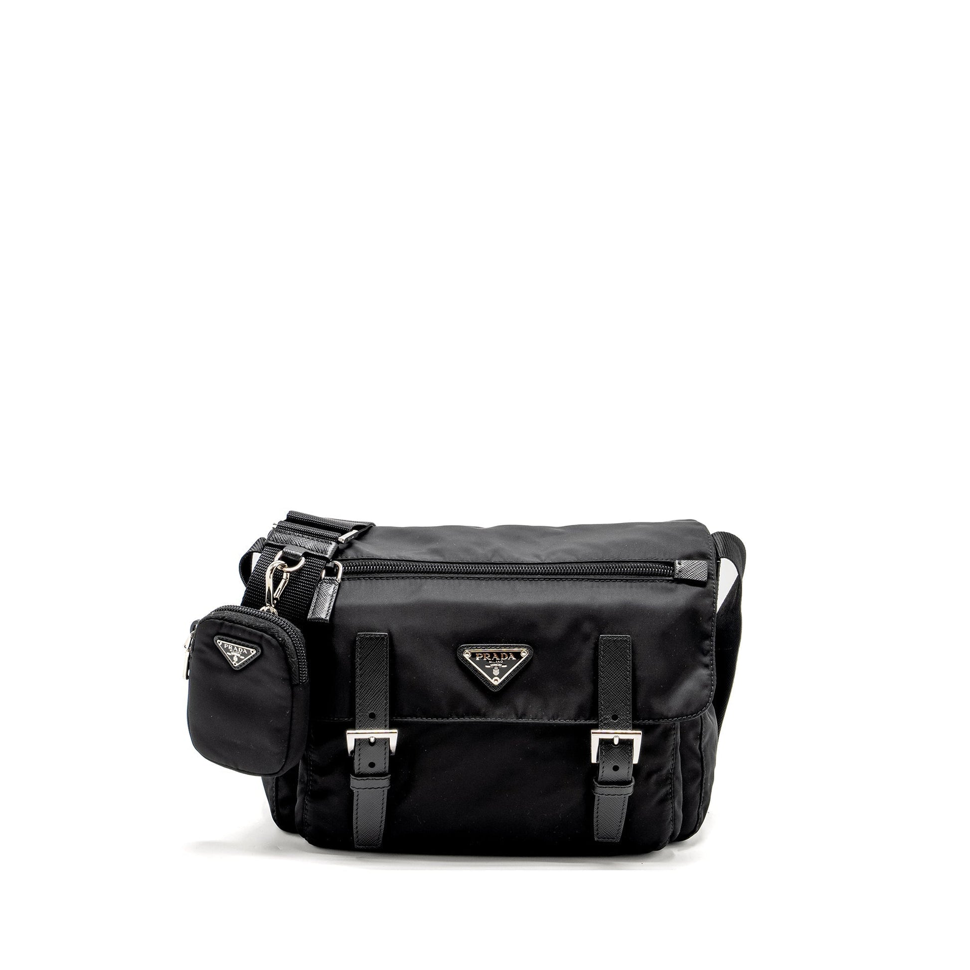Prada Messenger Purse Re Handbag Nylon Black Travel Bag