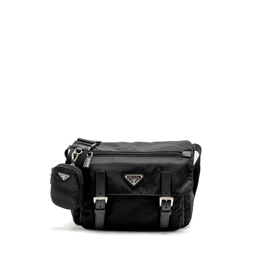 Prada Messenger Purse Re Handbag Nylon Black Travel Bag