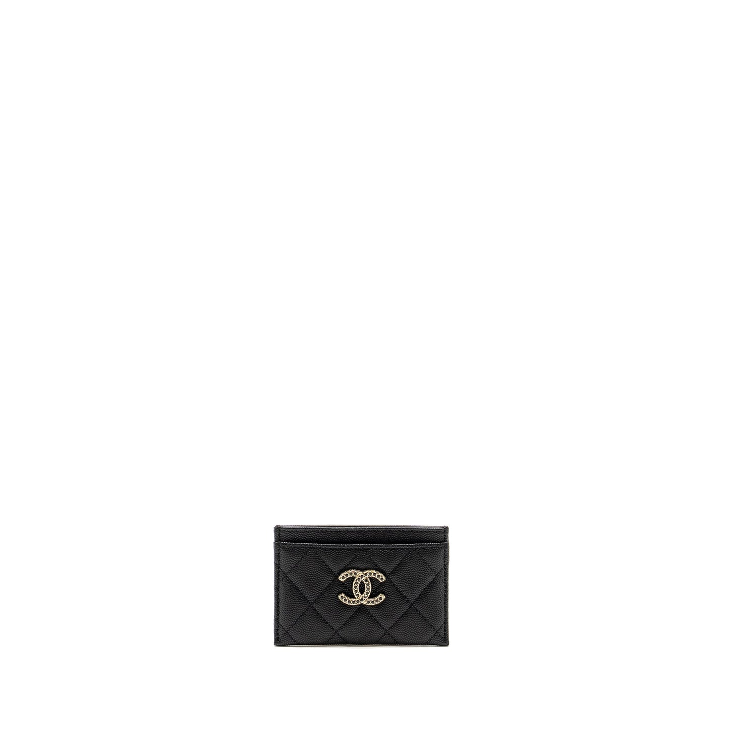 Chanel Detail CC logo Card Holder Caviar Black Wallet Case