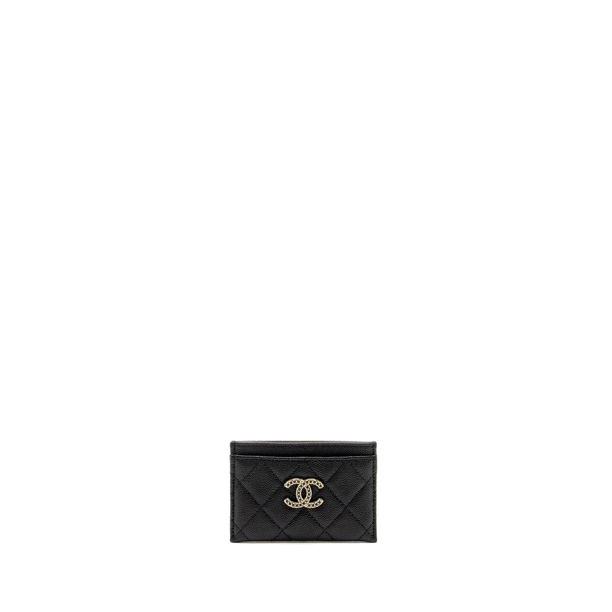 Chanel Detail CC logo Card Holder Caviar Black Wallet Case