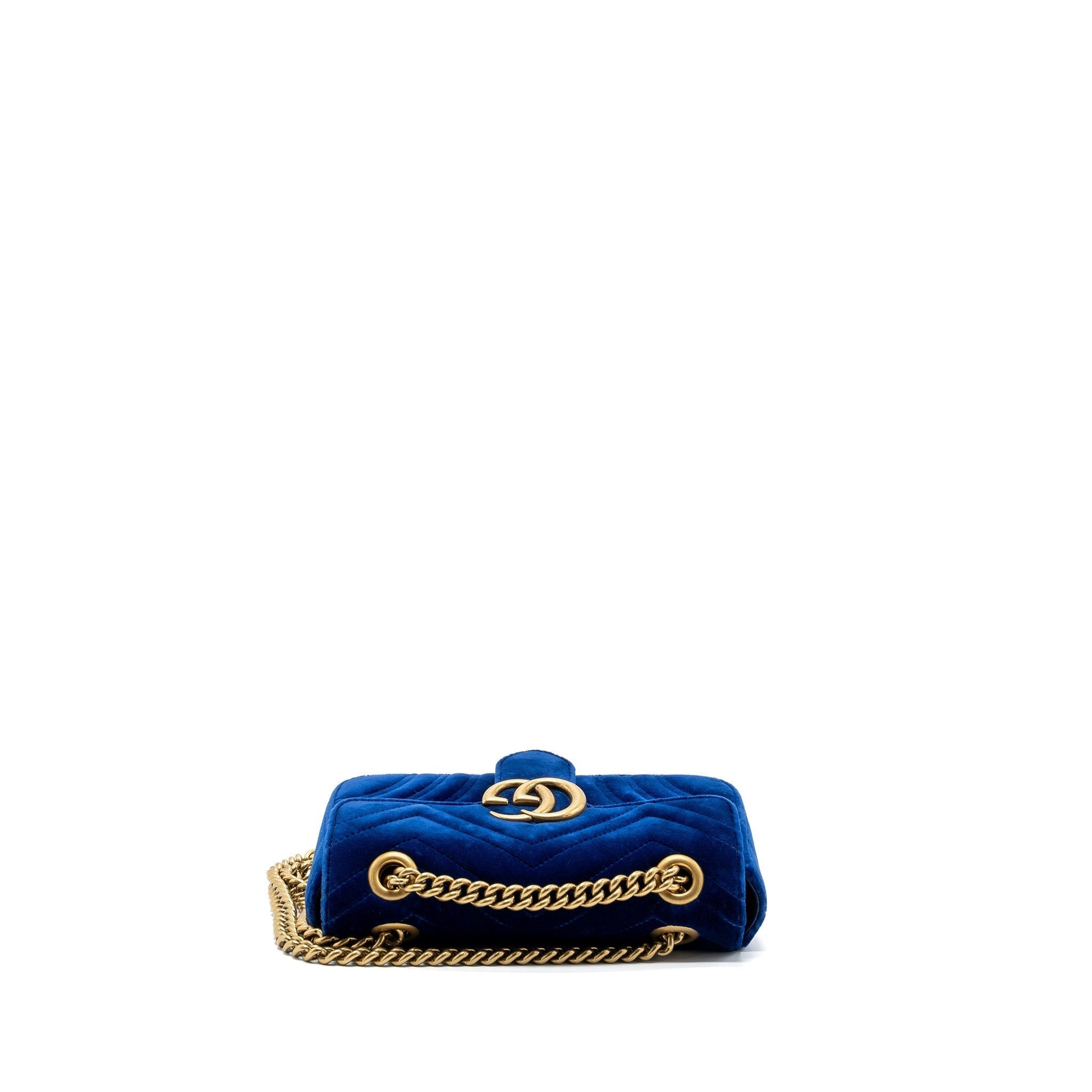 Gucci Marmont Bag Velvet Blue Small Travel Bag