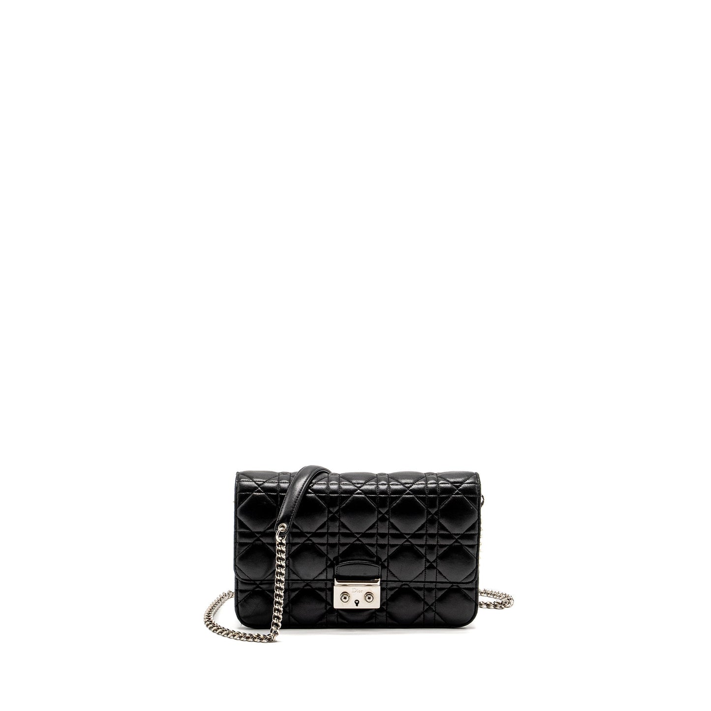 Dior Miss Promenade Pouch Purse Lambskin Handbag Black Travel Bag