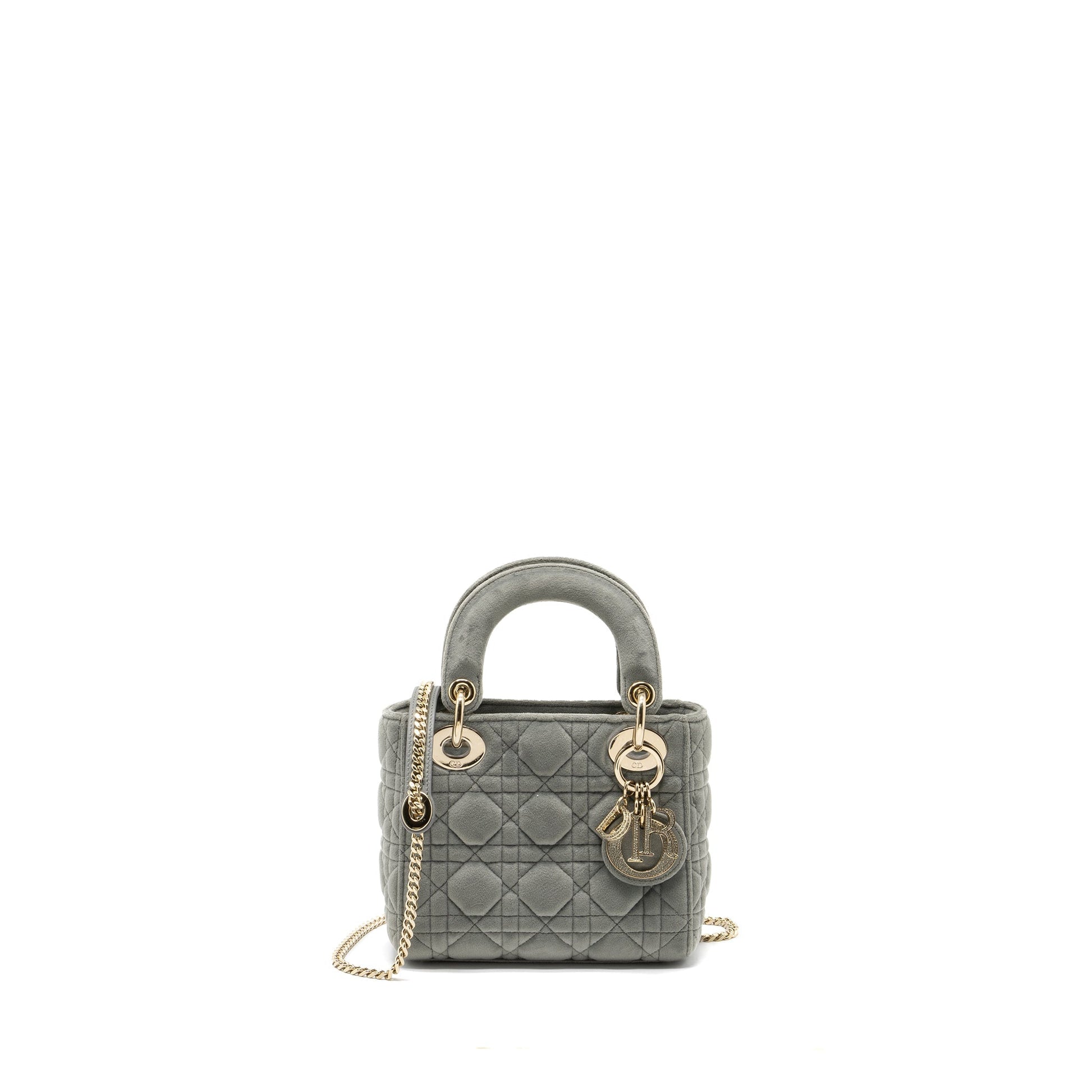 Dior Lady Velvet Light Grey Handbag Mini Travel Bag