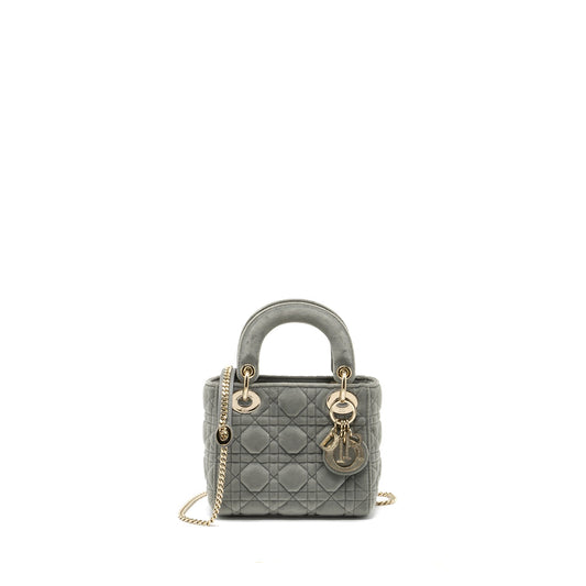 Dior Lady Velvet Light Grey Handbag Mini Travel Bag