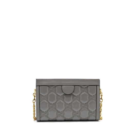 Gucci Crossbody Bag Calfskin Grey Chain