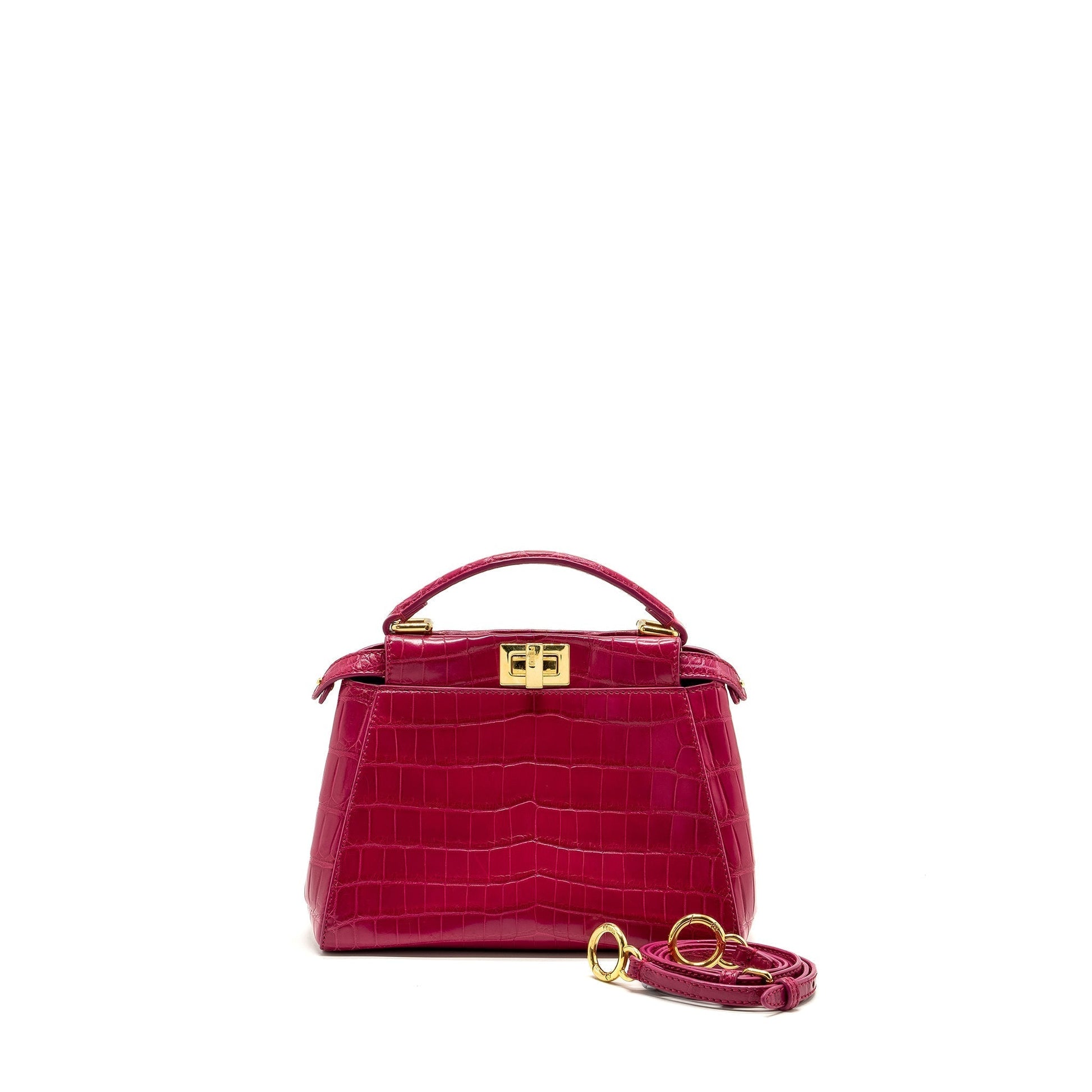 Fendi Peekaboo Purse Crocodile Pink Mini Travel Bag