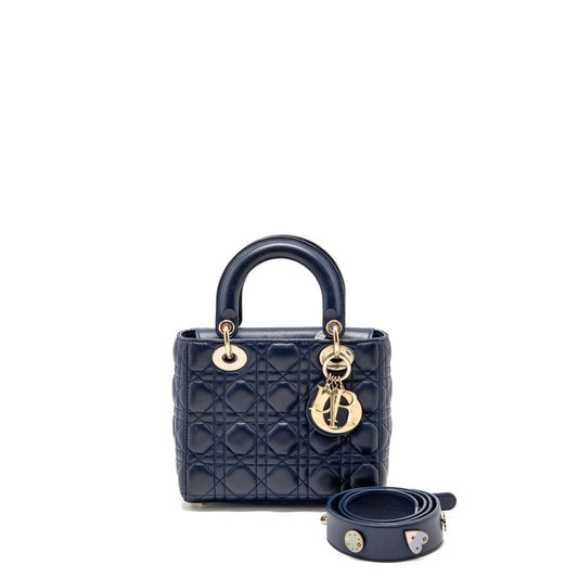 Dior My Lady Lambskin Dark Handbag Blue Small Travel Bag