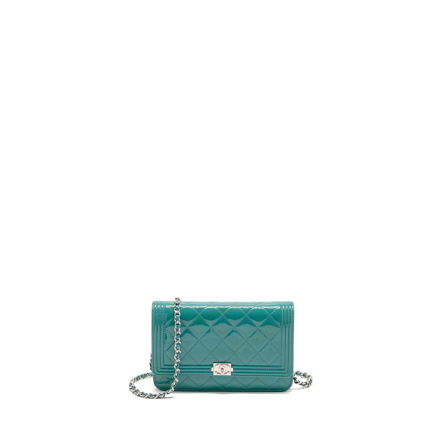 Chanel Boy on Patent SHW Green Wallet Case