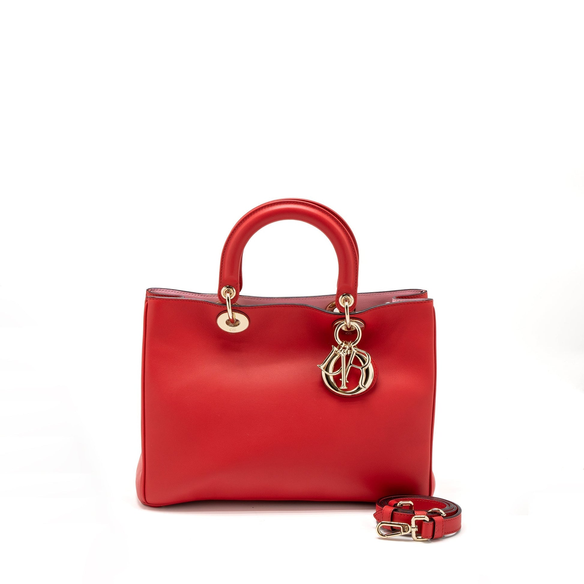 Dior issimo Purse Calfskin Handbag Red Pink Travel Bag