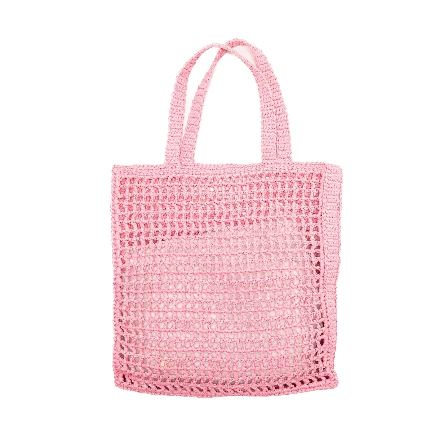 Prada Crochet Tote Purse Handbag Raffia Pink Tote Bag