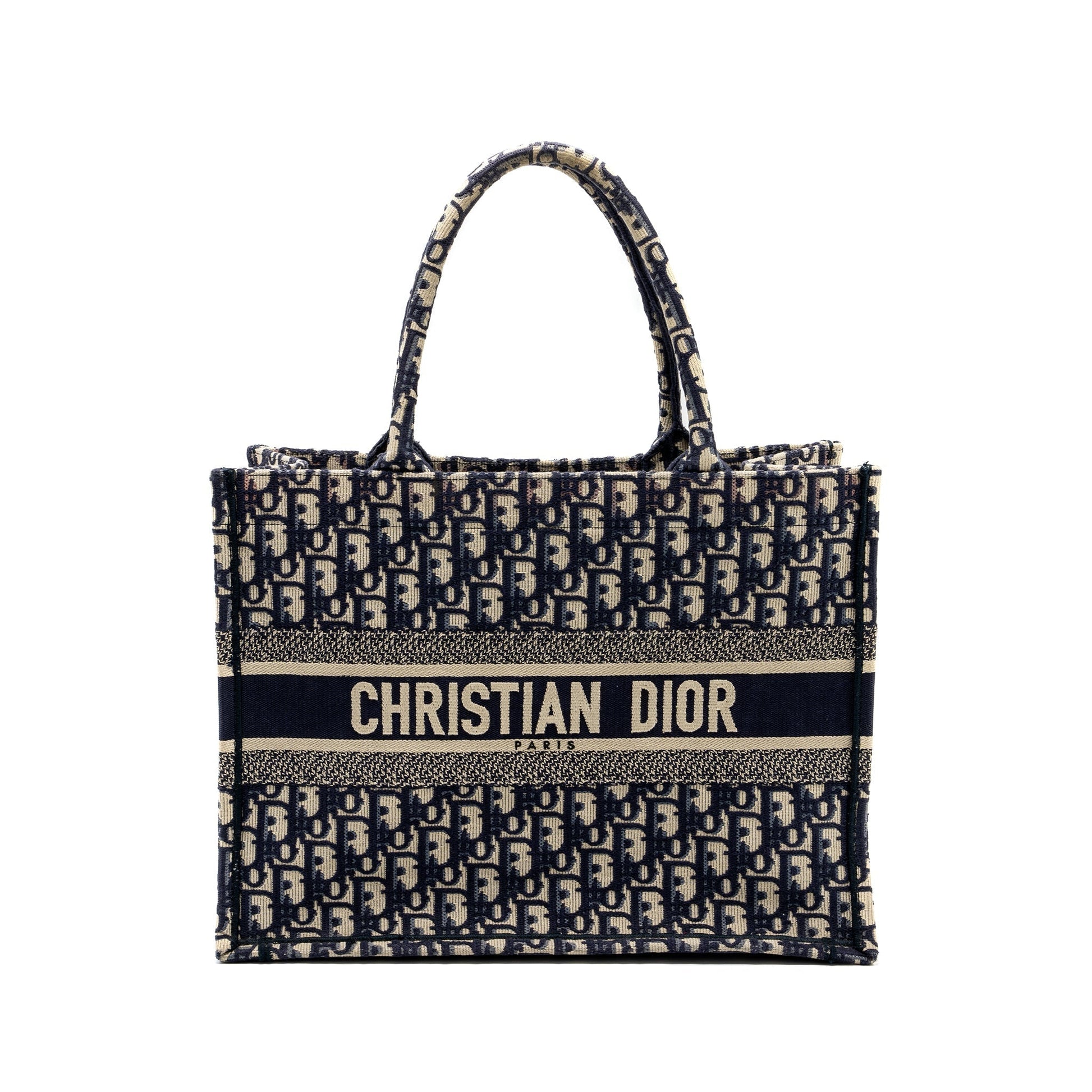 Dior Book Tote Oblique Emboidery Handbag Blue Medium Tote Bag