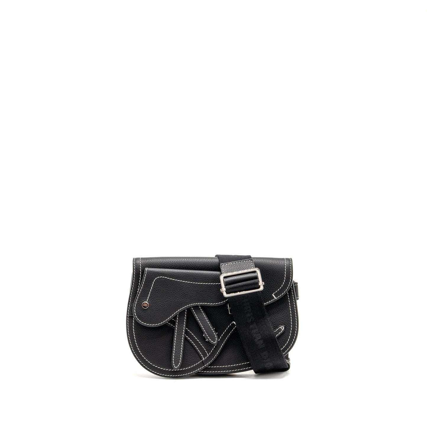 Dior X Kaws Pouch Saddle Purse Handbag Leather Black Travel Bag