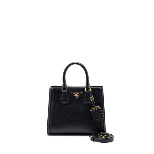 Prada Tote Purse Saffiano Calfskin Handbag Black White Tote Bag