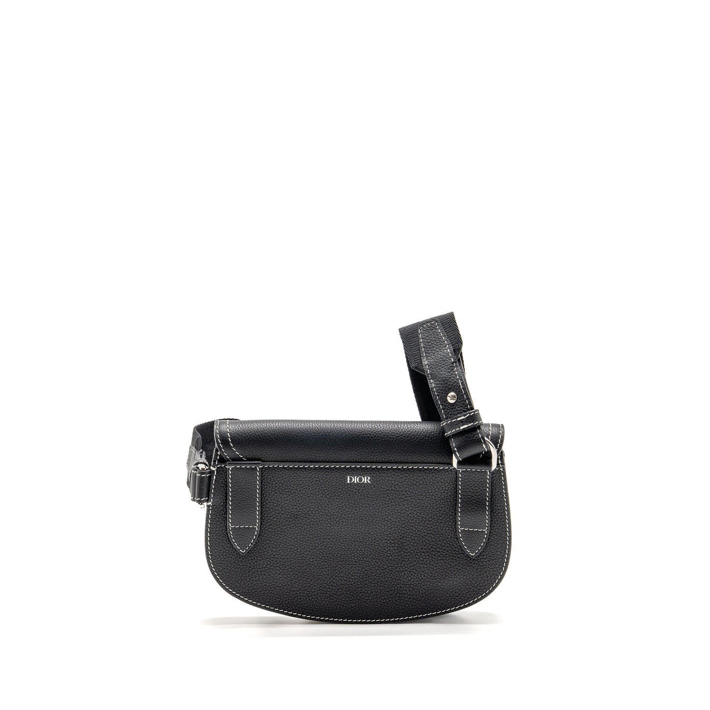 Dior X Kaws Pouch Saddle Purse Handbag Leather Black Travel Bag