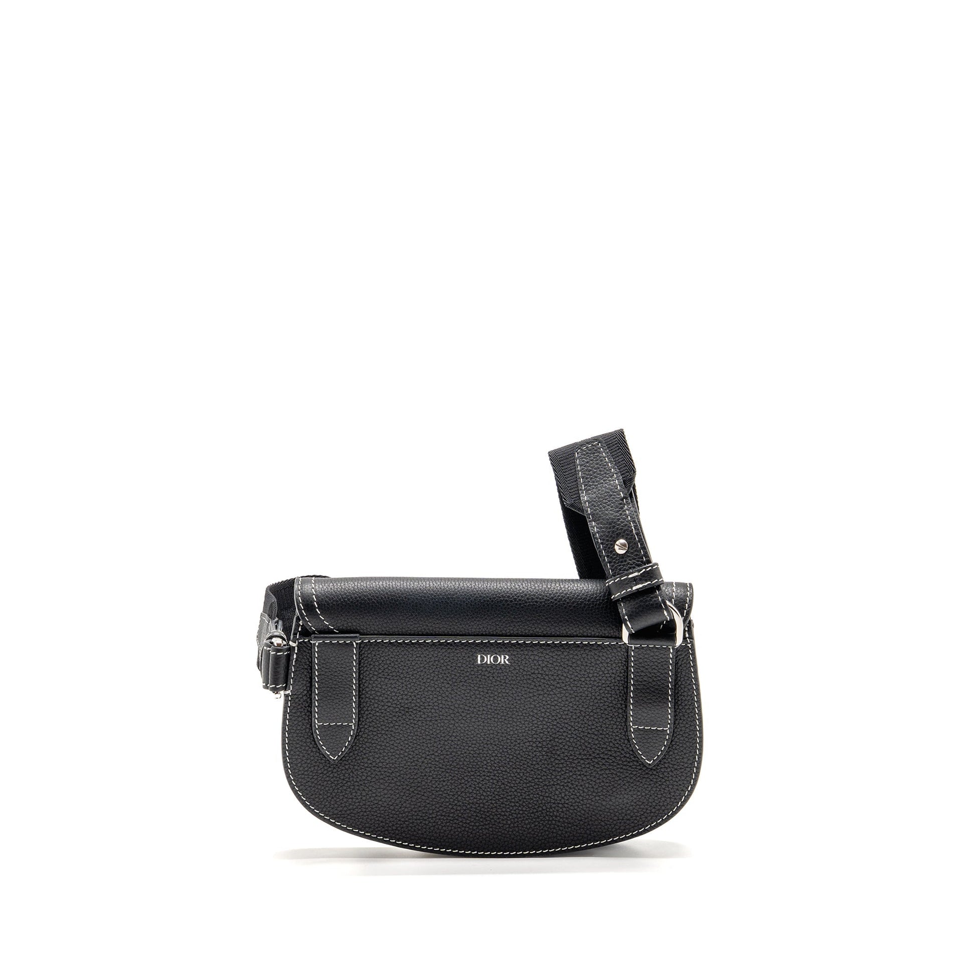Dior X Kaws Pouch Saddle Purse Handbag Leather Black Travel Bag