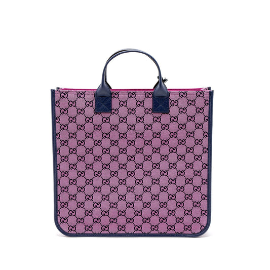 Gucci Children Tote Bag Purple Leather Canvas
