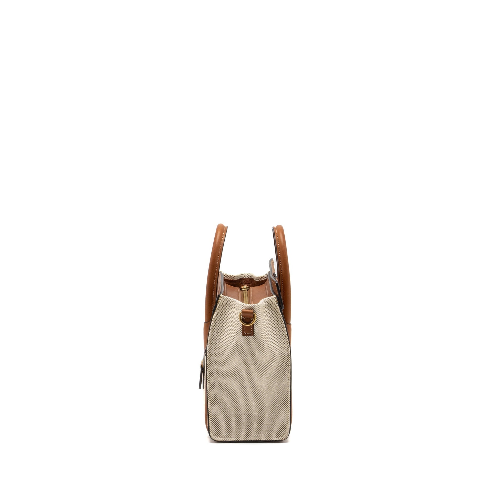 Celine Nano Luggage Purse Tan Handbag Leather Canvas Travel Bag