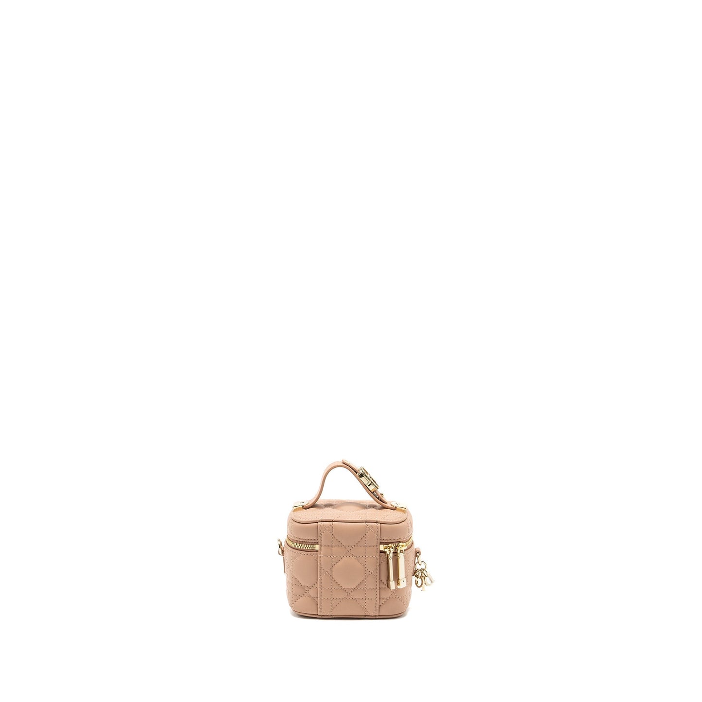 Dior Micro Lady Vanity Case Lambskin Dark Handbag Beige Travel Bag