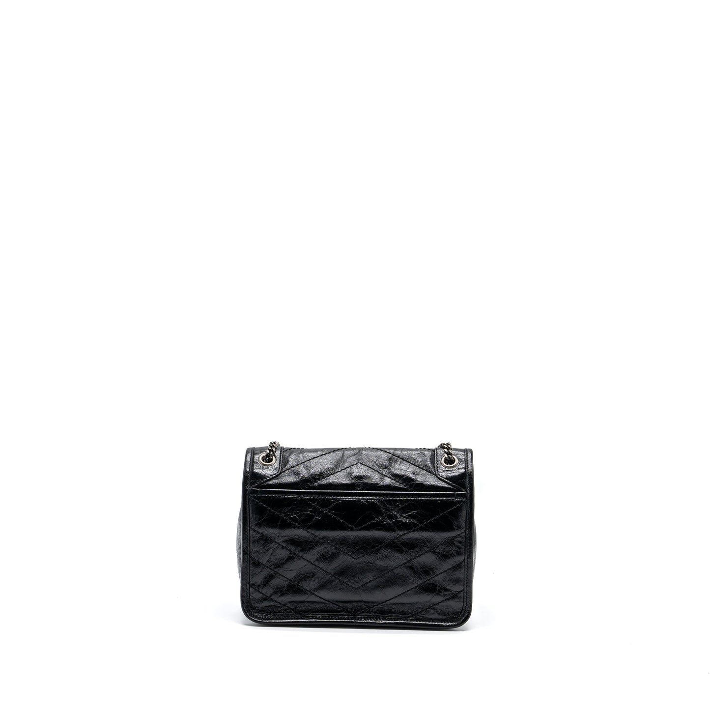 YSL Saint Laurent Niki Baby Purse Calfskin Ruthenium Hardware Travel Black Travel Bag