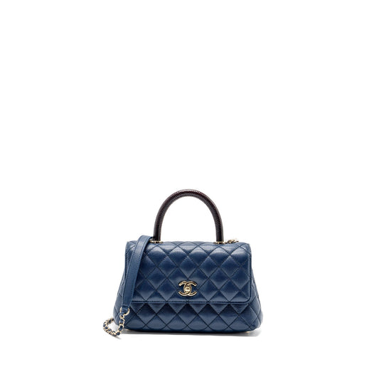 Chanel Coco Handle Lizard Embossed Handle Caviar Small Handbag