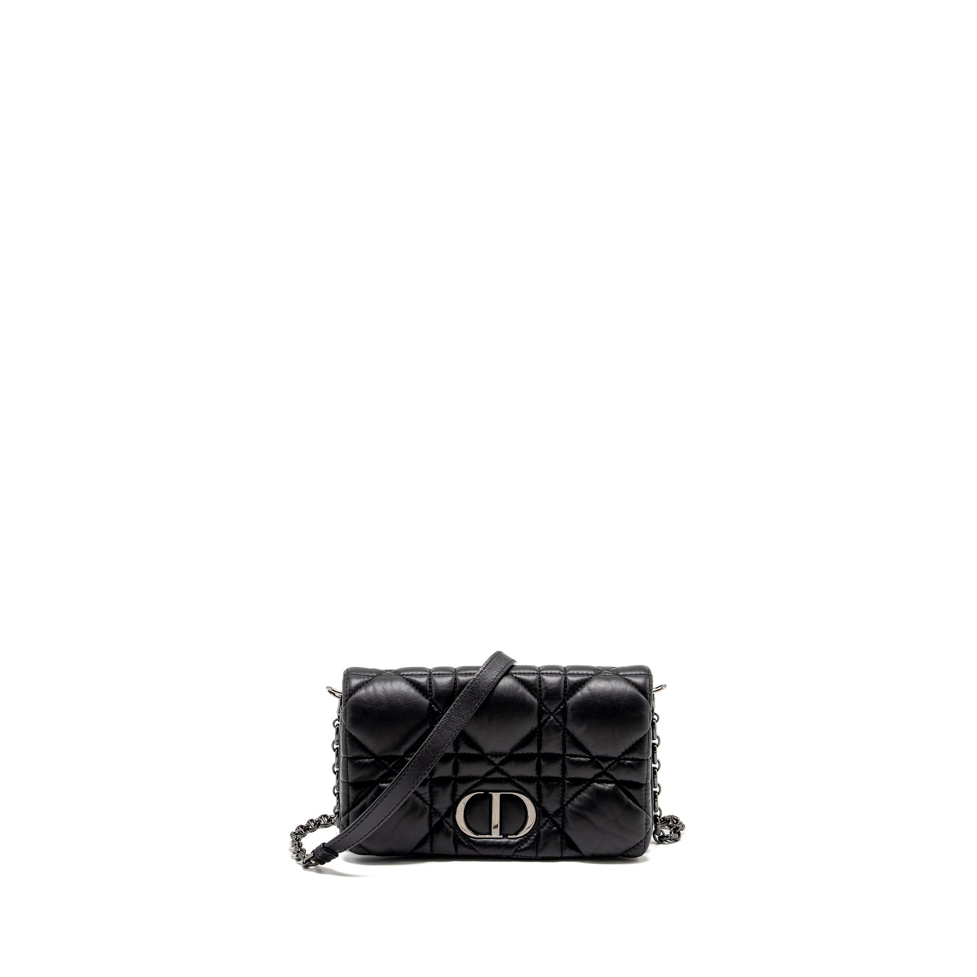 Dior Caro Purse Calfskin Hardware Handbag Black Mini Travel Bag