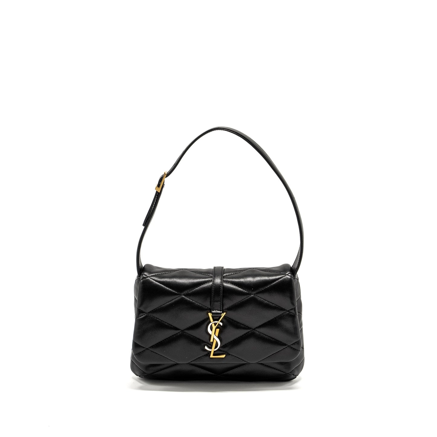 YSL Saint Laurent Hobo Purse Lambskin Multicolour Hardware Quilted Black Shoulder Bag