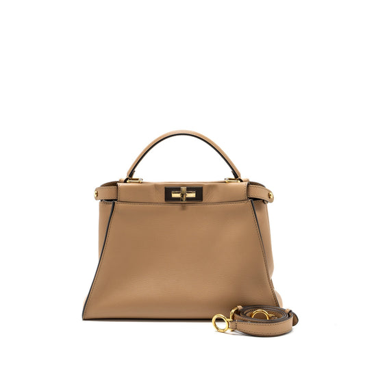 Fendi Peekaboo Calfskin Tobacco Multicolour Hardware Handbag Medium Travel Bag