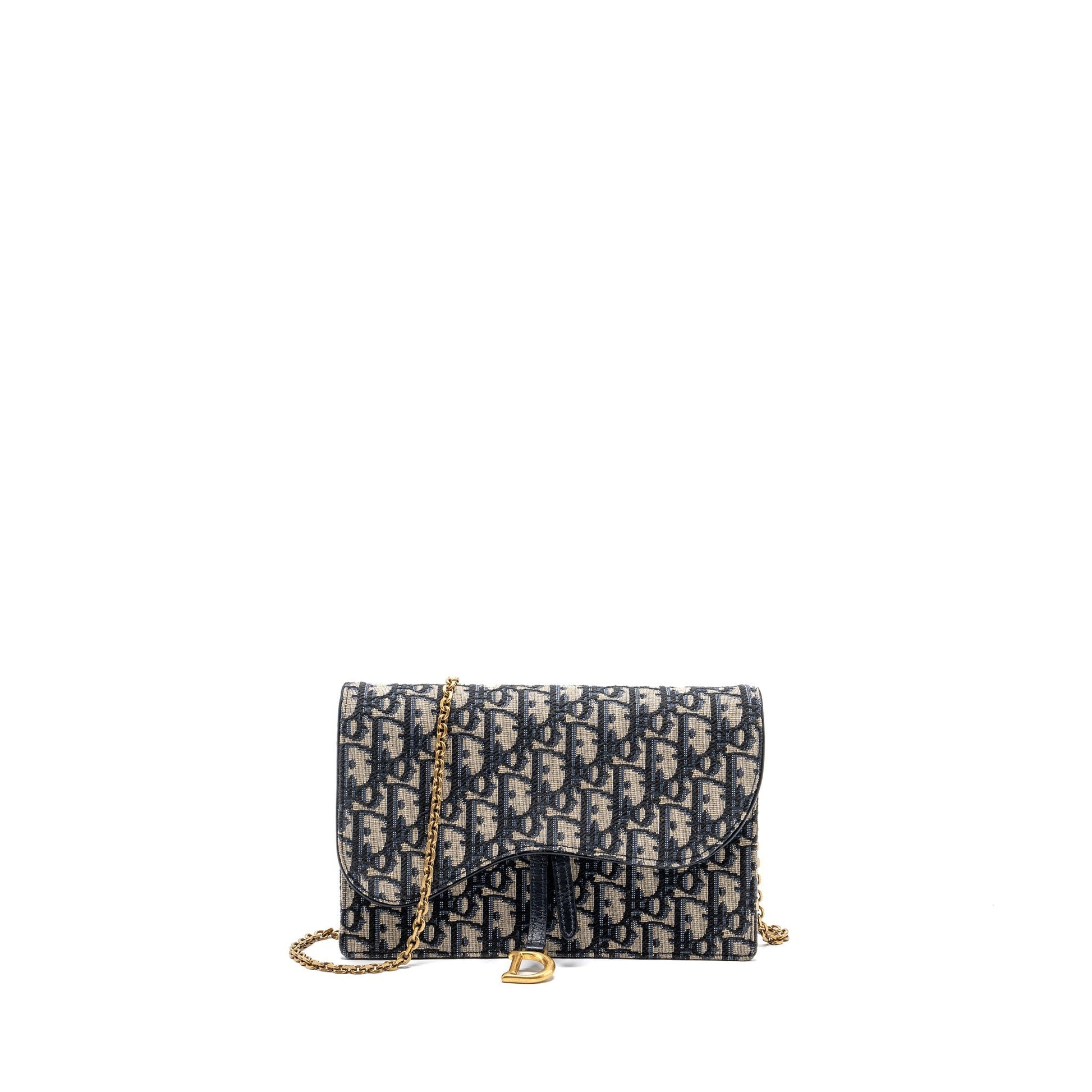 Dior Saddle Purse Oblique Embroidery Handbag Blue Flap Travel Bag