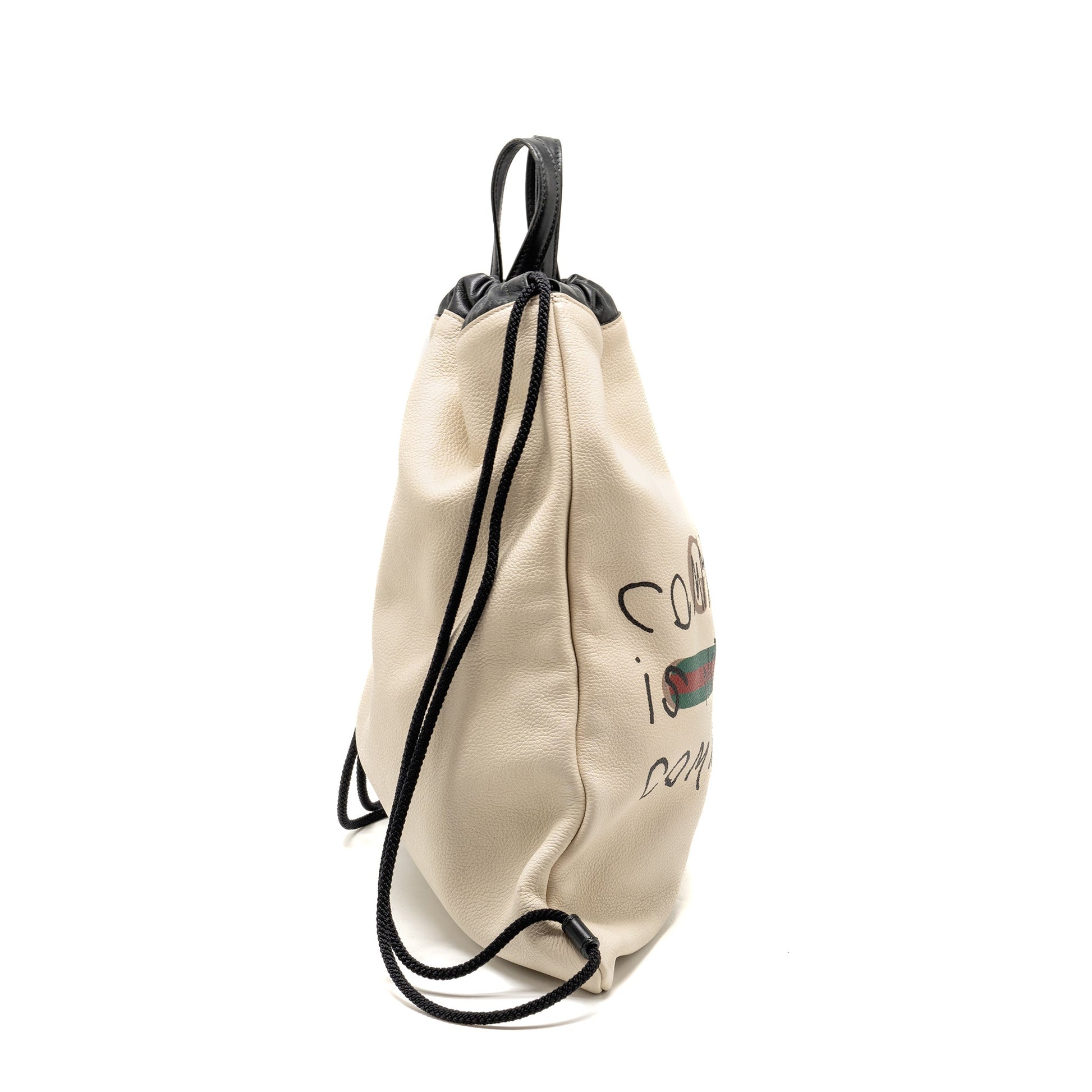 Gucci Drawstring Backpack Calfskin Black White Jewelry