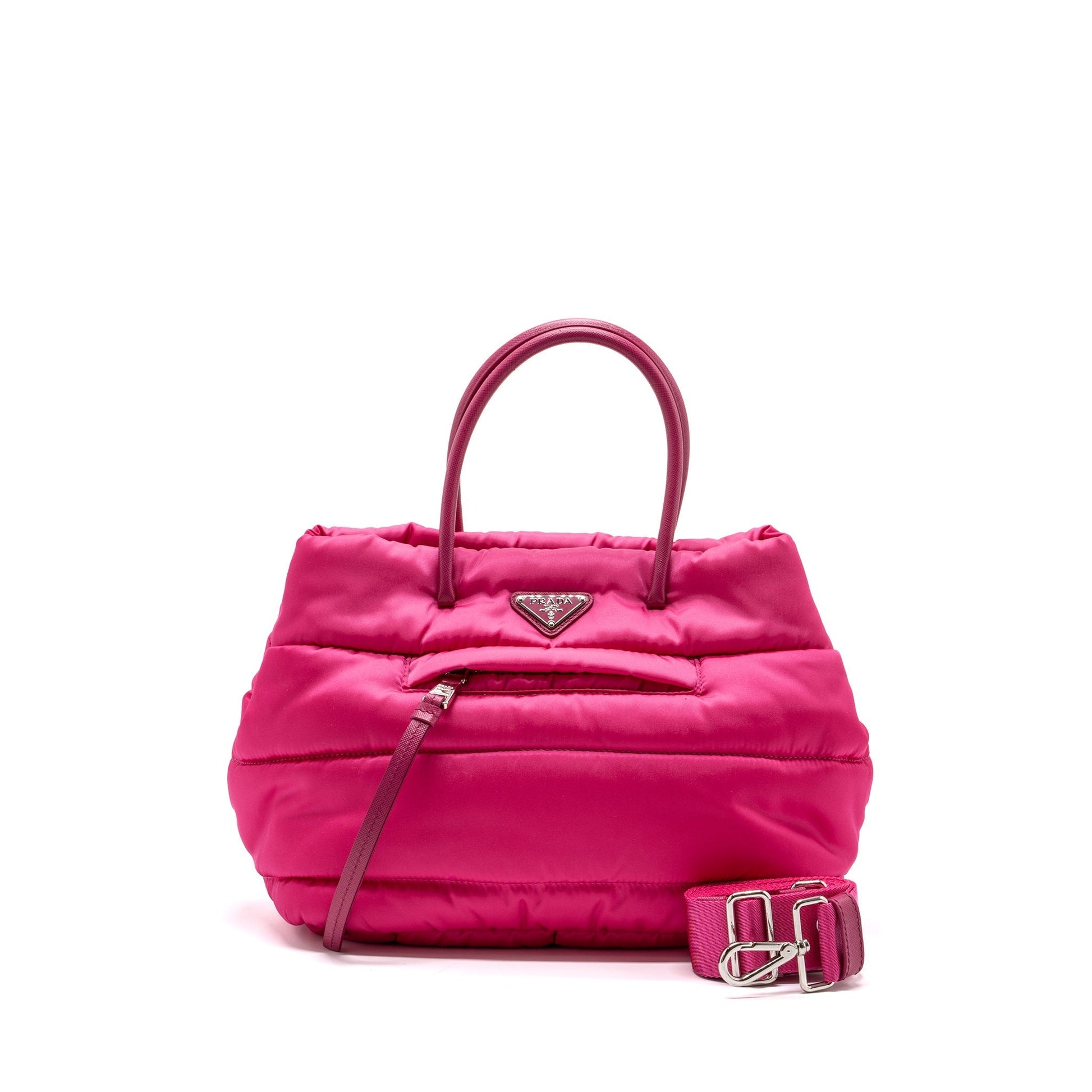 Prada Tote Purse Handbag Leather Nylon Tote Bag Pink Handbag