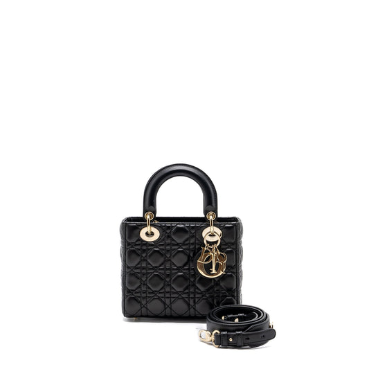 Dior My Lady Lambskin Handbag Black Small Travel Bag