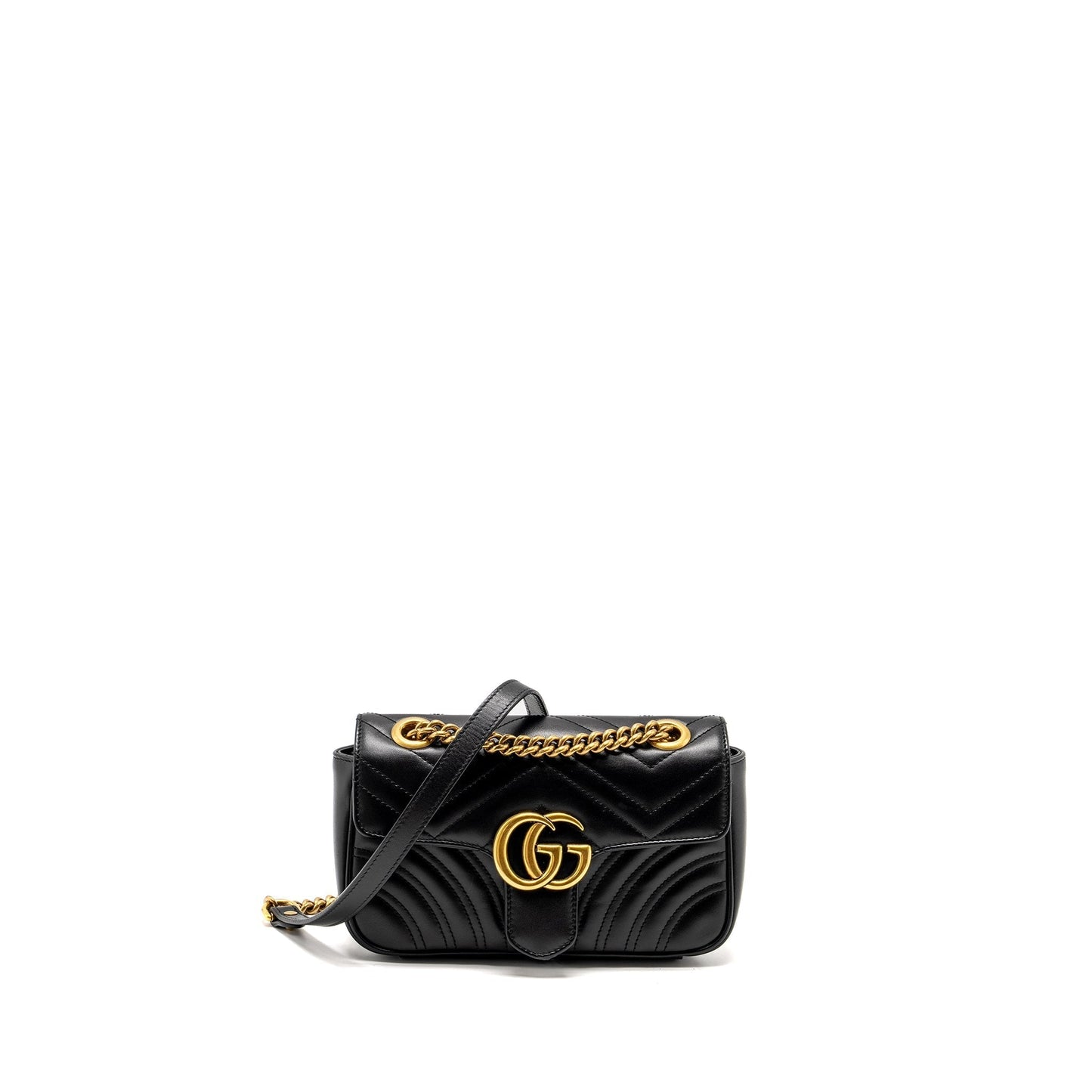 Gucci Marmont Shoulder Bag Calfskin Black Mini Ghw 1