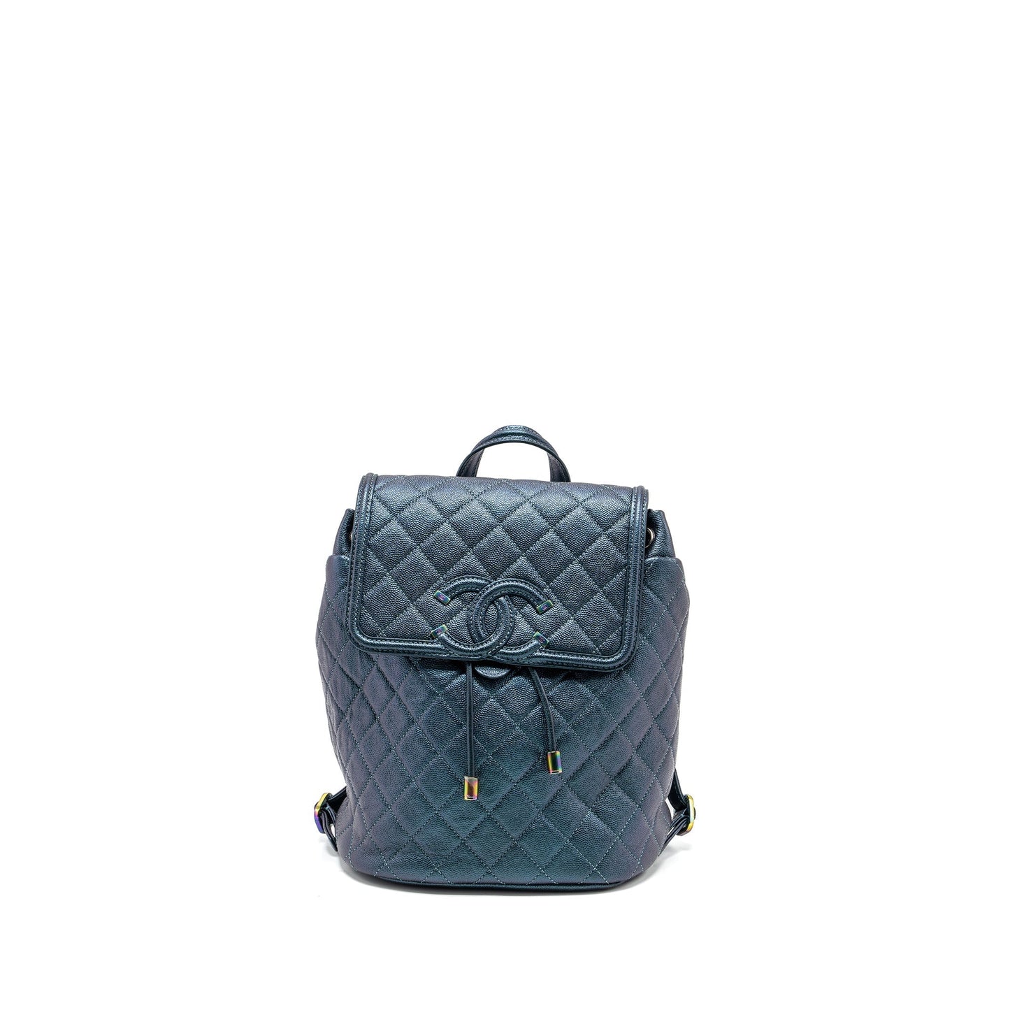 Chanel 18b Filigree Backpack Caviar Iridescent Dark Multicolour