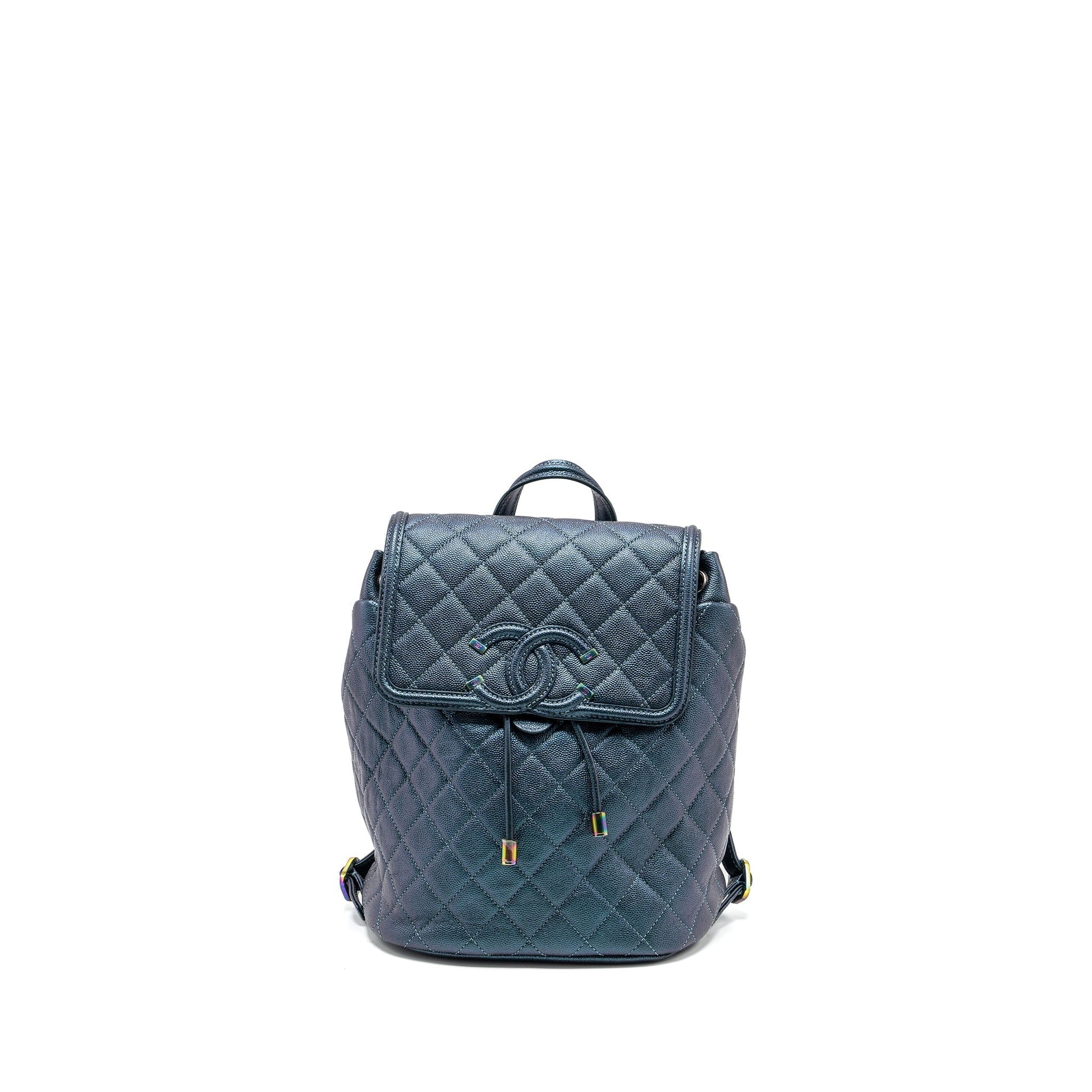 Chanel 18b Filigree Backpack Caviar Iridescent Dark Multicolour
