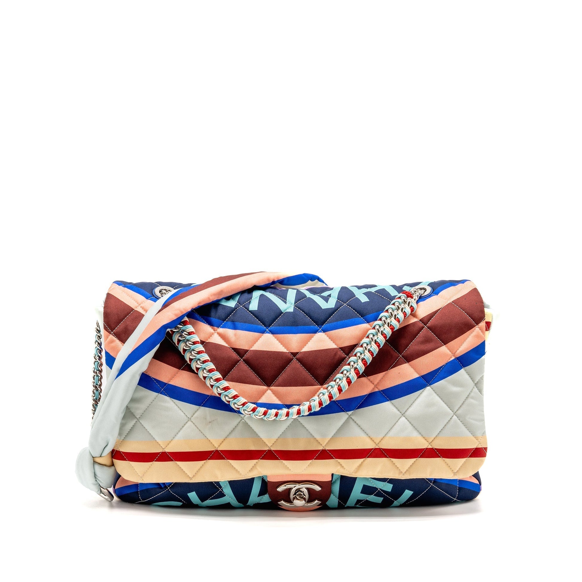 Chanel quilted Single Flap Fabric SHW Multicolour Shoulder Bag