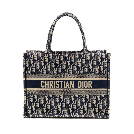 Dior Book Tote Oblique Embroidery Ecru Handbag Blue Medium Tote Bag Blue Handbag