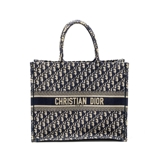 Dior Book Tote Oblique Handbag Blue Large Tote Bag