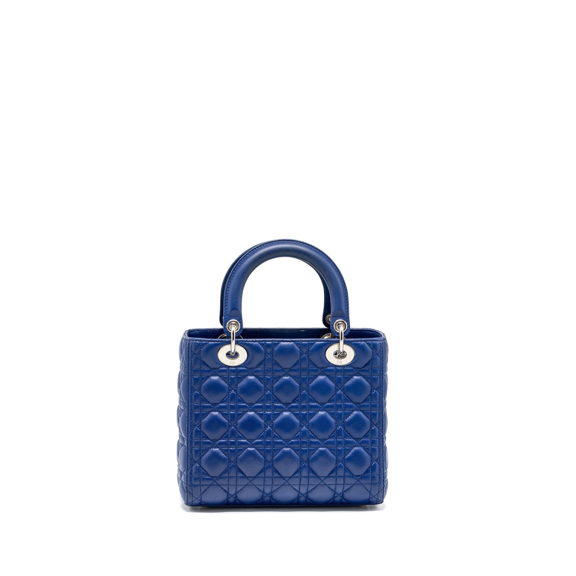 Dior Lady Lambskin Handbag Blue Medium Travel Bag