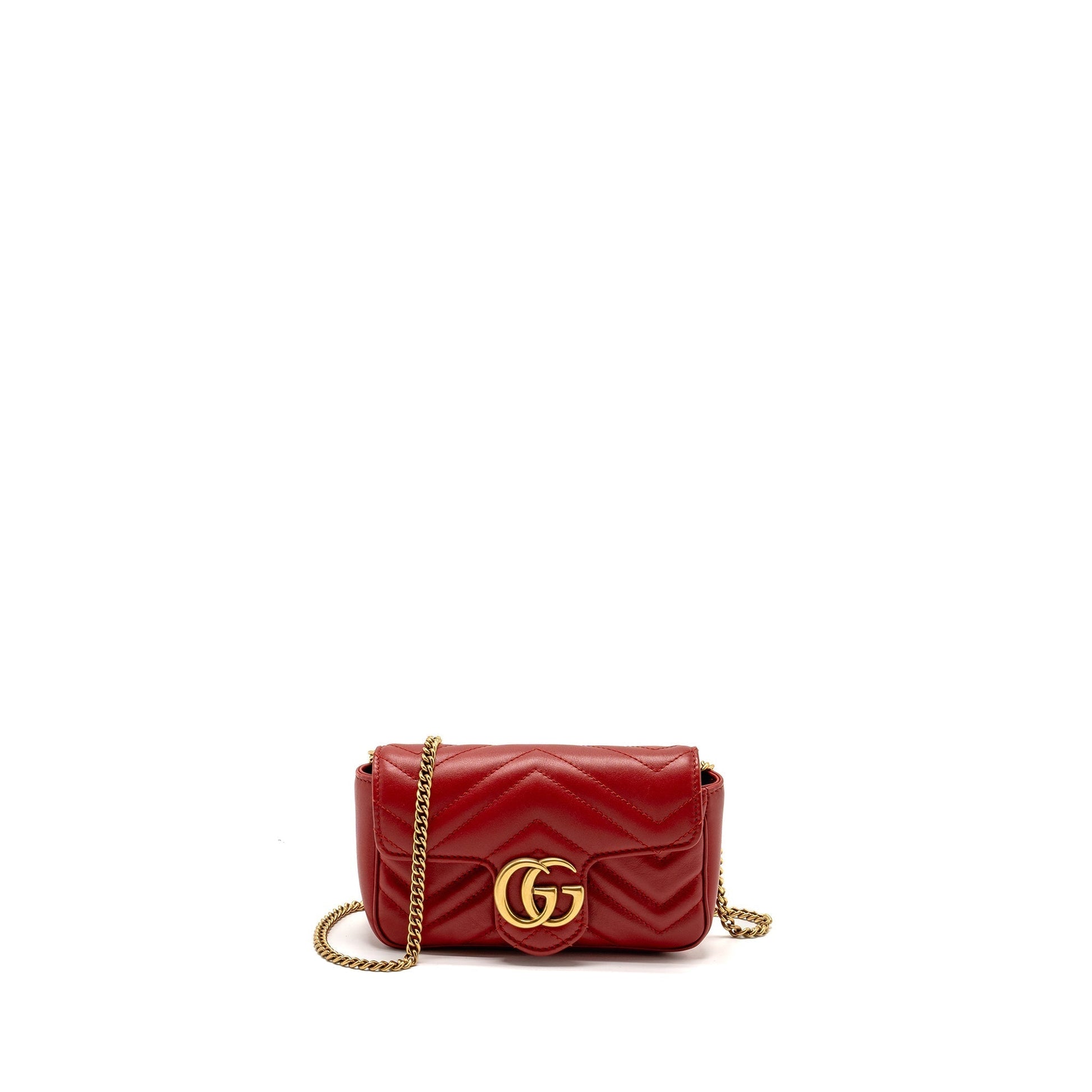 Gucci Super Marmont Calfskin Handbag Red Mini Travel Bag Ghw 1