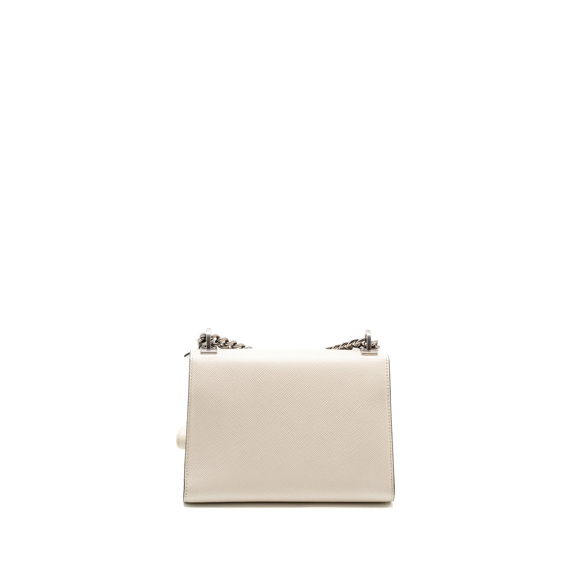 Prada Saffiano Robot Monochrom Crossbody Purse Handbag White Crossbody Bag