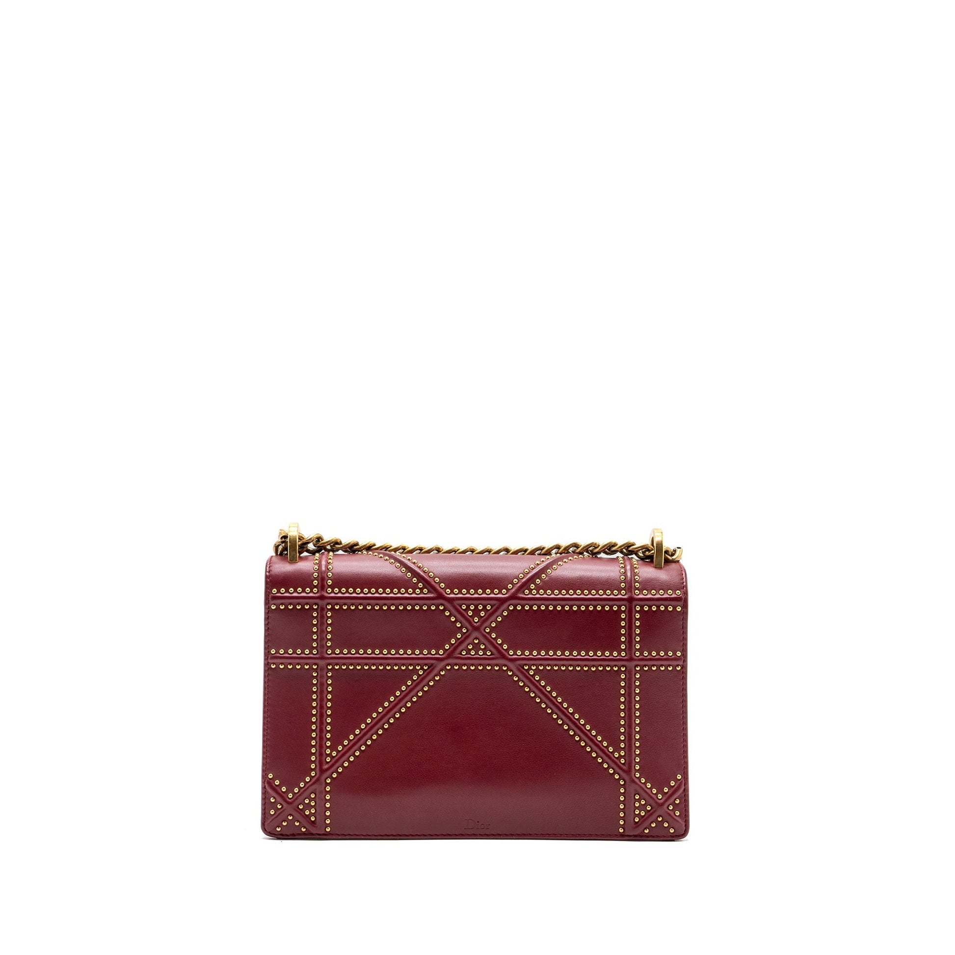 Dior ama Studded Lambskin Handbag Red Medium Travel Bag