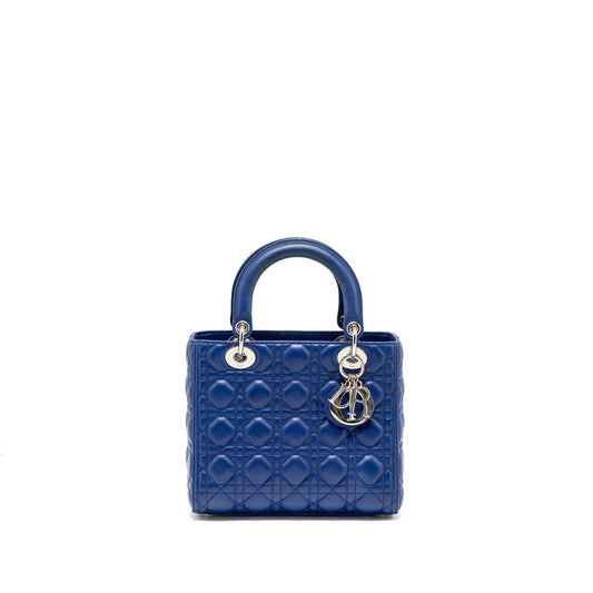 Dior Lady Lambskin Handbag Blue Medium Travel Bag