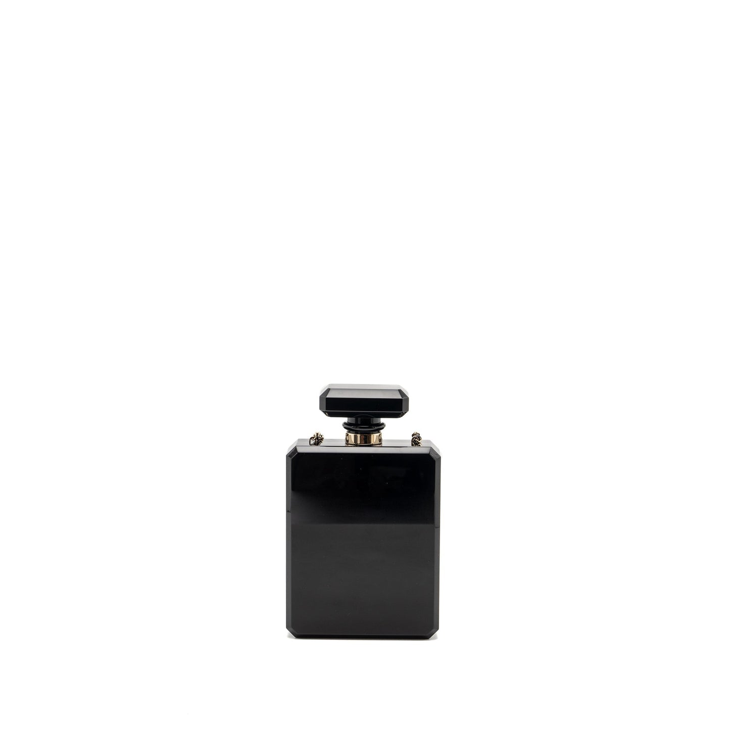 Chanel 17A Perfume Bottle Evening Bronze LGHW Black Clutch Bag