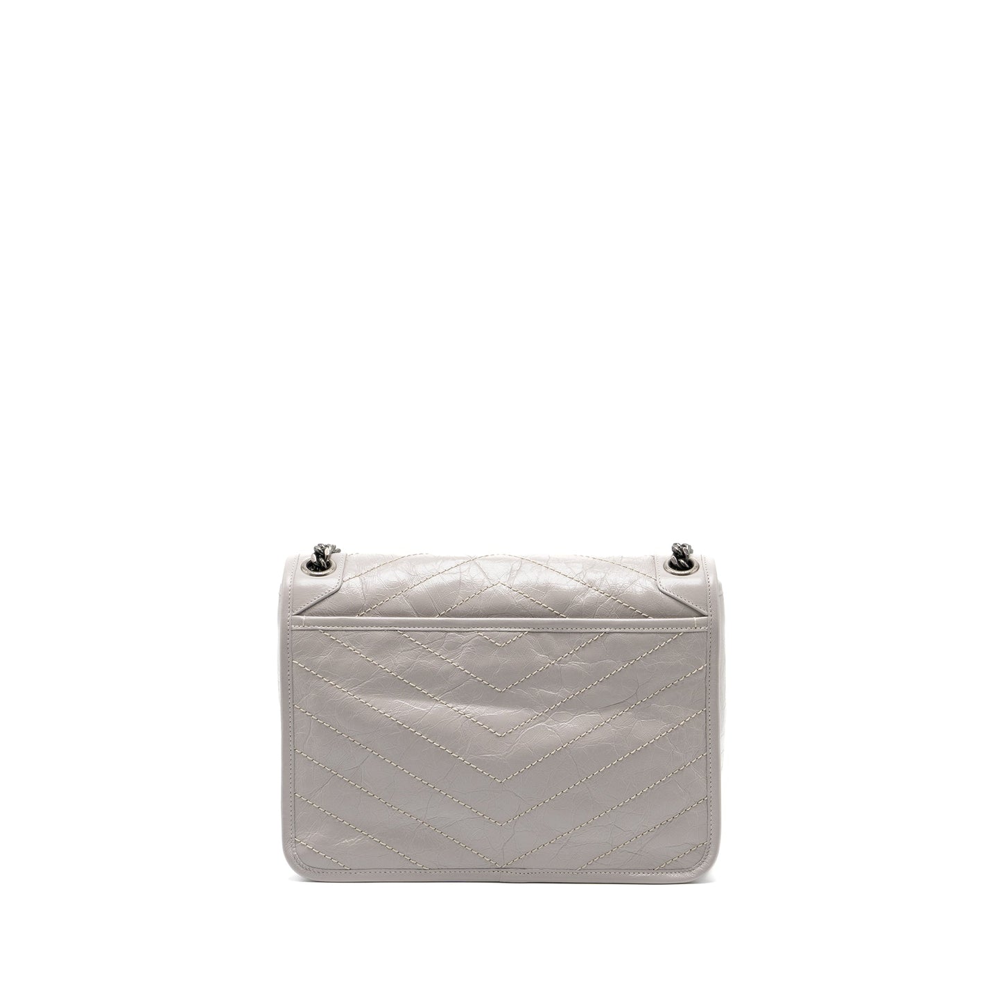 YSL Saint Laurent Saint Laurent Niki Purse Calfskin Grey Ruthenium Medium Travel Bag