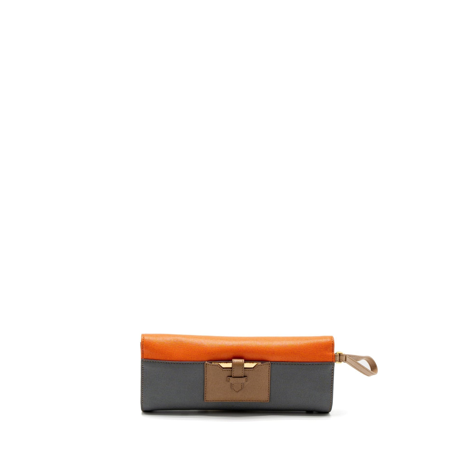 Fendi Clutch Calfskin Multicolour Orange Flap Clutch Bag