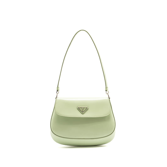 Prada Small Cleo Purse Brushed Light Handbag Leather Green Travel Bag
