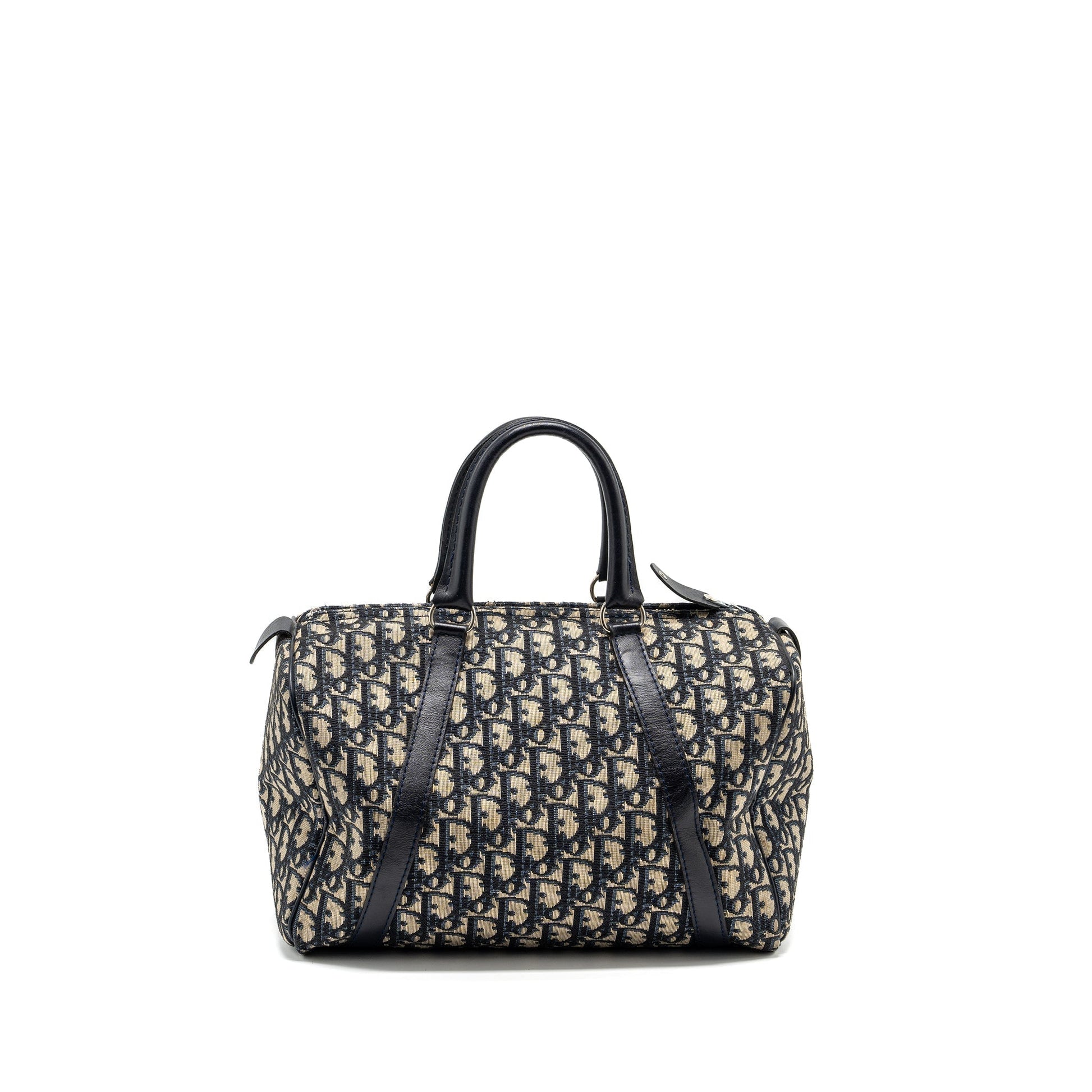 Dior Bowling Purse Oblique Handbag Canvas Blue Travel Bag Canvas Handbag